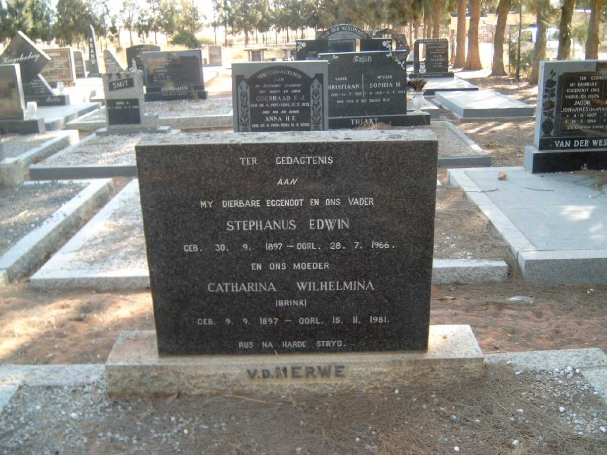 MERWE Stephanus Edwin, v.d. 1897-1966 &amp; Catharina Wilhelmina BRINK 1897-1981