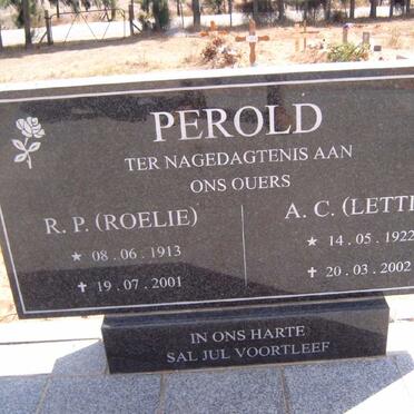 PEROLD R.P. 1913-2001 &amp; A.C. 1922-2002
