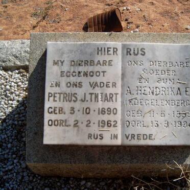 THIART Petrus J. 1890-1962 &amp; A. Hendrika E. KOEGELENBERG 1899-1934