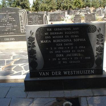 WESTHUIZEN Dirk Jacobus, v.d. 1913-1988 &amp; Maria Berendina Sophia SMITH 1912-1984