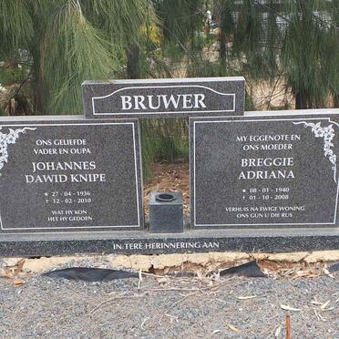 BRUWER Johannes Dawid Knipe 1936-2010 &amp; Breggie Adriana 1940-2008