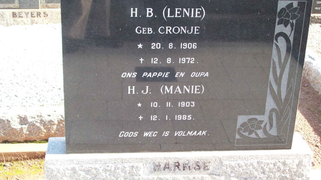 HARMSE H.J. 1903-1985 &amp; H.B. CRONJE 1906-1972