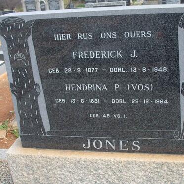 JONES Frederick J. 1877-1948 &amp; Hendrina P. VOS 1881-1964