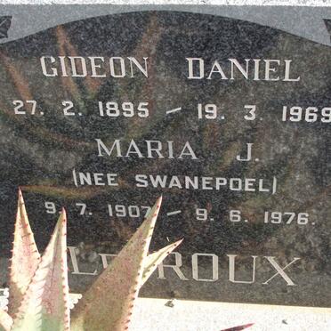 ROUX Gideon Daniel 1895-1969 &amp; Maria J. SWANEPOEL 1907-1976