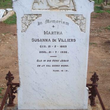 VILLIERS Martha Susanna, de 1863-1936