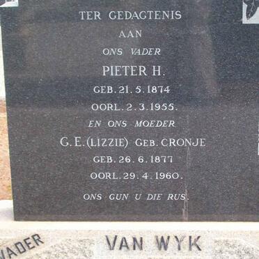 WYK Pieter H. , van 1874-1956 &amp; G.E. CRONJE 1877-1960