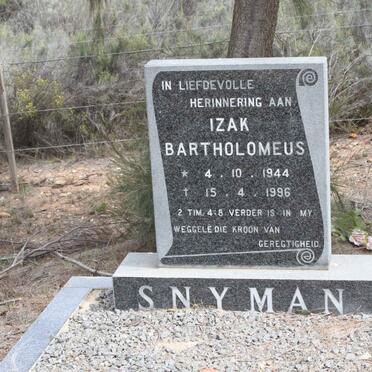 SNYMAN Izak Bartholomeus 1944-1996