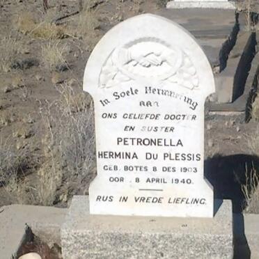 PLESSIS Petronella Hermina, du nee BOTES 1903-1940
