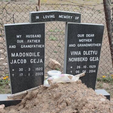 GEJA Madondile Jacob 1920-2005 &amp; Vinia Dletyu Nombeko 1929-2014