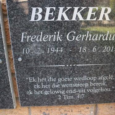 BEKKER Frederik Gerhardus 1944-2013