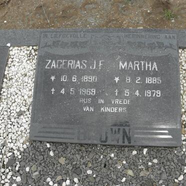 BROWN Zagerias J.F. 1890-1969 &amp; Martha 1885-1979
