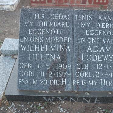 WYNNE Adam Lodewyk 1915-1986 &amp; Wilhelmina Helena 1909-1979