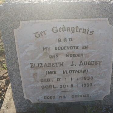 AUGUST Elizabeth J. nee VLOTMAN 1858-1933