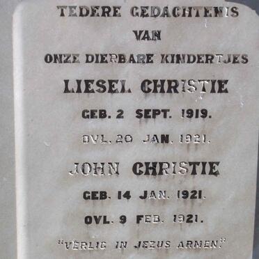 CHRISTIE Liezel 1919-1921 :: CHRISTIE  John 1921-1921