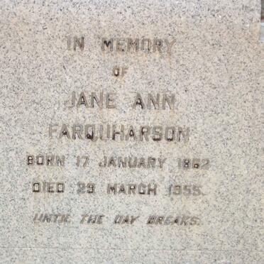 FARQUHARSON Jane Ann 1862-1955
