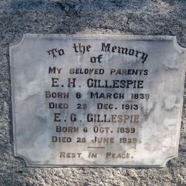 GILLESPIE E.H. 1831-1913 &amp; E.G. 1839-1929