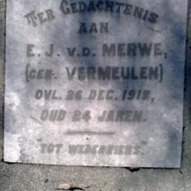 MERWE E.J., van der nee VERMEULEN -1919