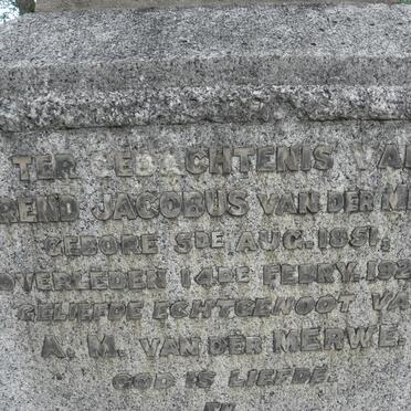 MERWE Barend Jacobus, van der 1851-1923 &amp; A.M. 1854-1933