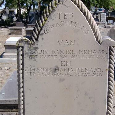 PIENAAR Louis Daniel 1801-1873 &amp; Johanna Maria 1809-1864