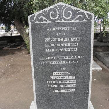 PIENAAR Stephanus F. 1858-1928 &amp; Sophia C. 1864-1918