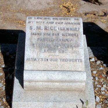 RICE S.M. nee VAN DER MERWE -1944