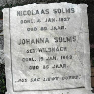 SOLMS Nicolaas -1937 &amp; Johanna WILSNACH -1949