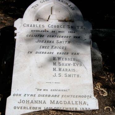 SMITH Charles George -1924 &amp; Johanna Magdalena KRIGE -1932