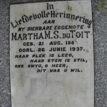 TOIT Martha M.S., du 1884-1937