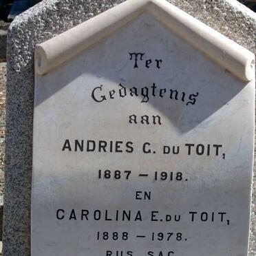 TOIT Andries G., du 1887-1918 &amp; Carolina E. 1888-1978