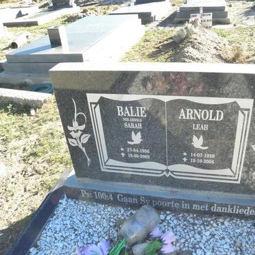 BALIE Sarah 1956-2003 :: ARNOLD Leah 1920-2006