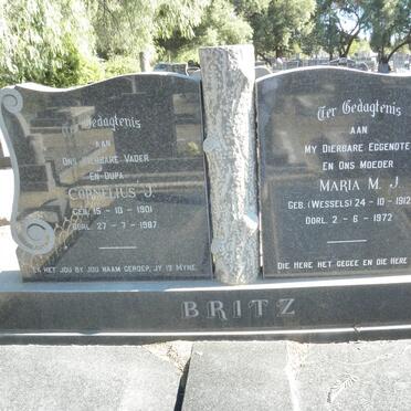 BRITZ Cornelius J. 1901-1987 &amp; Maria M.J. WESSELS 1912-1972