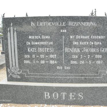 BOTES Hendrik Jacobus Gert 1898-1967 &amp; Kate BOTES 1909-1994