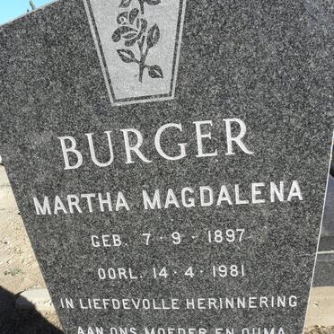 BURGER Martha Magdalena 1897-1981