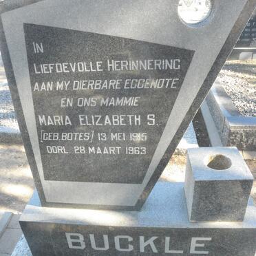BUCKLE Maria Elizabeth S. nee BOTES 1915-1963