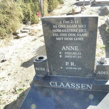 CLAASSEN P.R. 1938- &amp; Anne 1931-2002