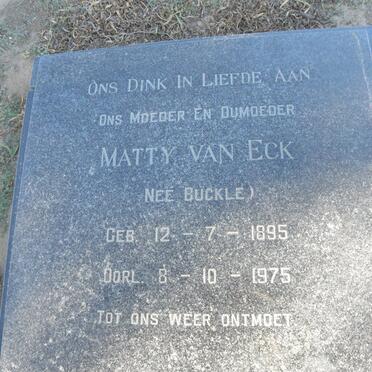 ECK Matty, van nee BUCKLE 1895-1975