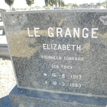 GRANGE Elizabeth, Le voorheen CONRADIE nee FRICK 1917-1993