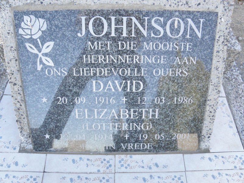 JOHNSON David 1916-1986 &amp; Elizabeth LOTTERING 1914-2001