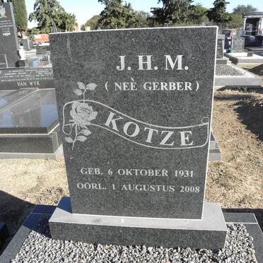 KOTZE J.H.M. nee GERBER 1931-2008