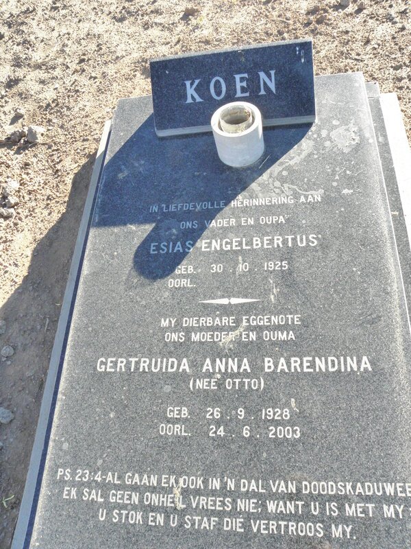 KOEN Esias Engelbertus 1925- &amp; Gertruida Anna Barendina OTTO 1928-2003