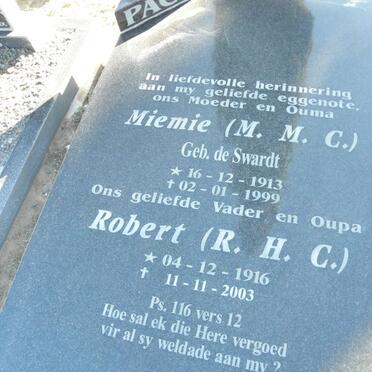 PACE R.H.C. 1916-2003 &amp; M.M.C. De SWARDT 1913-1999