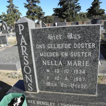 PARSONS Nella Maria also THOMPSON nee BENSLEY 1934-1987