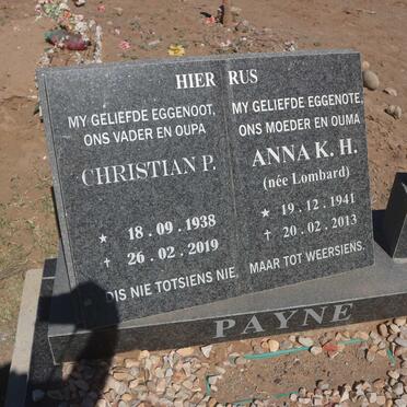 PAYNE Christian P. 1938-2019 &amp; Anna K.H. 1941-2013