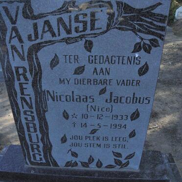RENSBURG Nicolaas Jacobus, Janse van 1933-1994