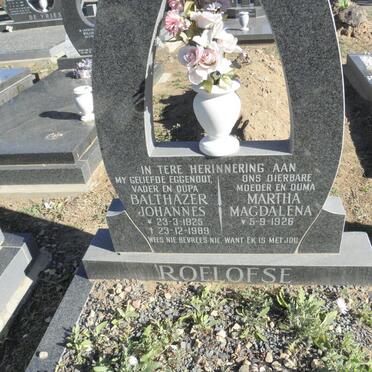 ROELOFSE Balthazer Johannes 1925-1989 &amp; Martha Magdalena 1926-