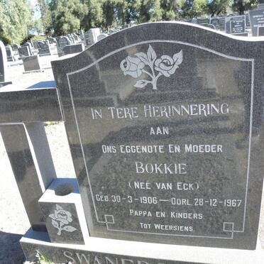 SWANEPOEL Bokkie nee VAN ECK 1906-1967