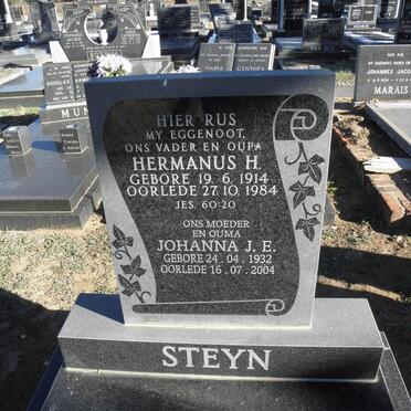STEYN Hermanus H. 1914-1984 &amp; Johanna J.E. 1932-2004