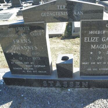 STASSEN Frans Johannes 1895-1973 &amp; Elize Catharina Magdalena 1900-1981