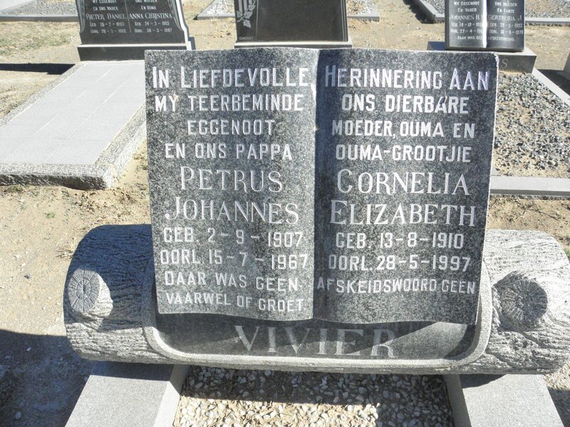 VIVIER Petrus Johannes 1907-1967 &amp; Cornelia Elizabeth 1910-1997