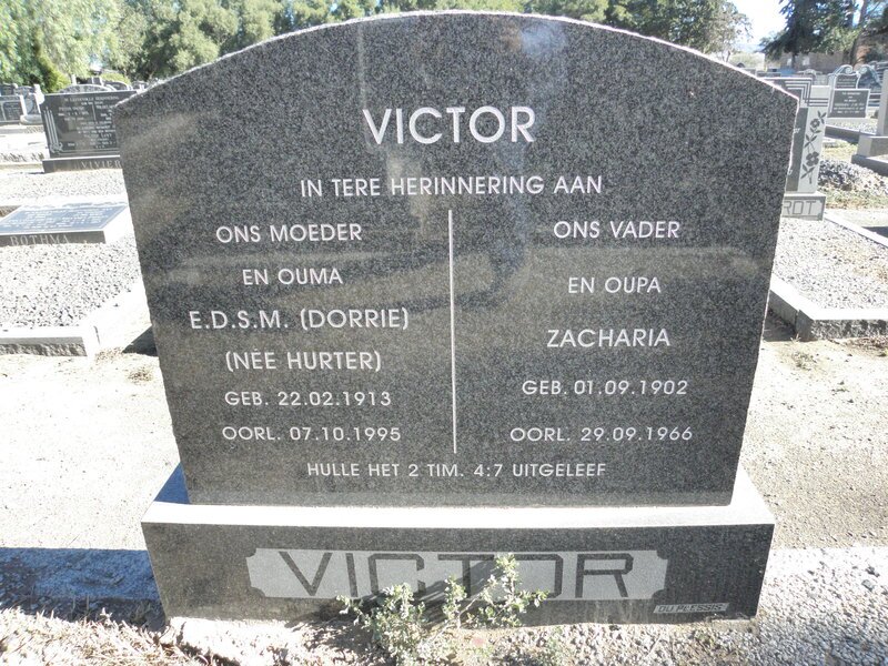 VICTOR Zacharia 1902-1966 &amp; E.D.S.M. HURTER 1913-1995